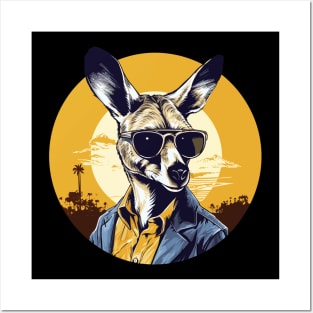 Kangaroo with Sun Glasses Posters and Art